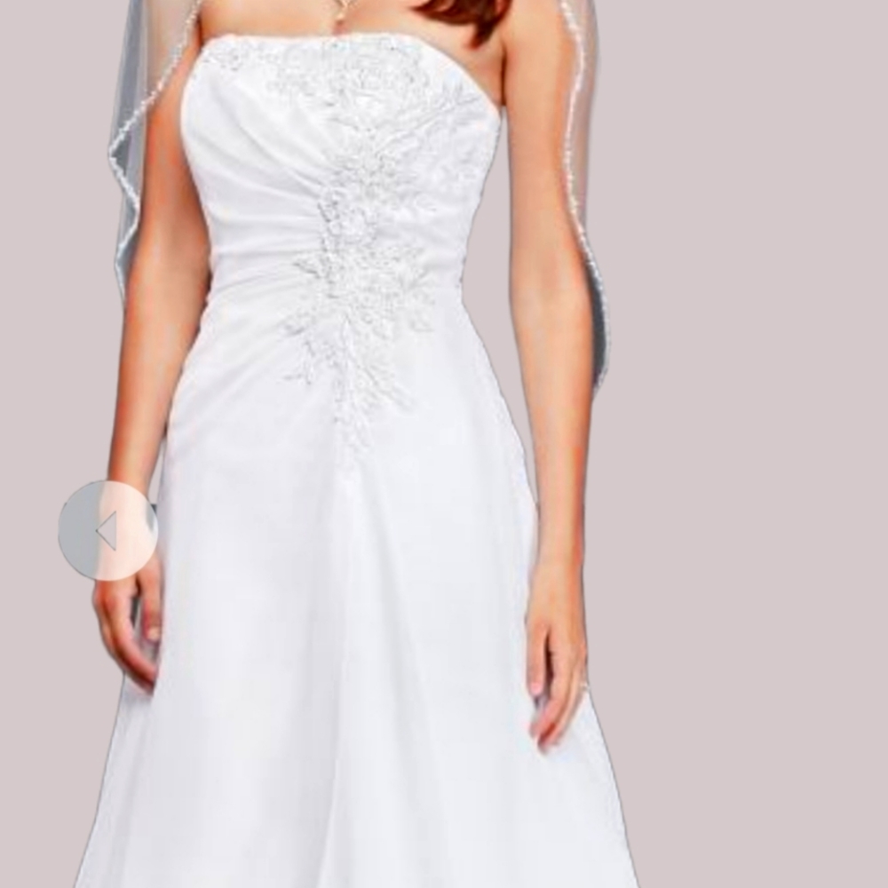Corset back wedding dress. A line white chiffon by davids bridal 2015